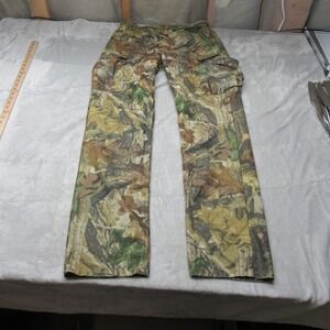 Cabelas Pants Mens 30x36 Green Advantage Camo Cargo Hunting Hike Rain WInd Boot